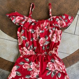 Red Flower Romper